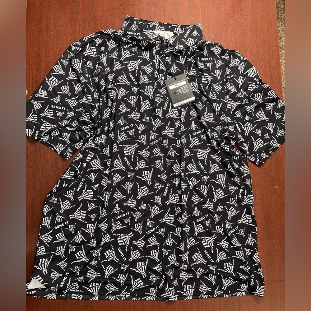 Men's Black Skeleton Hand Send It Polo